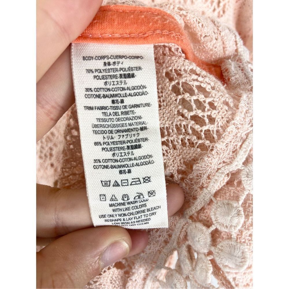 Free People Women's Pink Daydream Baby Doll Boho Crochet Lace Tank Top Small - Picture 5 of 5